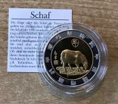 Medaille Chinesische Tierkreiszeichen "Schaf" mit Zertifikat