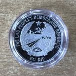 Laos 50 Kipp 1991 Television Fußball PP Silbermünze Mit Zertifikat