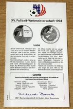 Laos 50 Kipp 1991 Television Fußball PP Silbermünze Mit Zertifikat