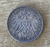 2 Mark Georg mit Lebensdaten 1904 E Sachsen Kaiserreich Silber