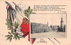 Rathaus und Klosterkirche in Riesa Sachsen Patriotika Postkarte AK 1915