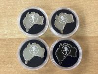 4 x 1oz UGANDA 2002 Matthew Flinders Silber 999 PP Münzen Color im Etui