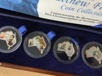 4 x 1oz UGANDA 2002 Matthew Flinders Silber 999 PP Münzen Color im Etui