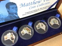 4 x 1oz UGANDA 2002 Matthew Flinders Silber 999 PP Münzen Color im Etui