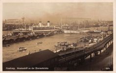 Hamburg Monteschiff an der Überseebrücke Postkarte AK
