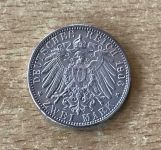 2 Mark Friedrich I von Baden Hochzeit 1906 ohne G Silbermünze