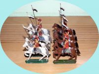 Sammlung Lot 8 Zinnfiguren bemalt Preußen Husaren Reite Kavallerie um 1900