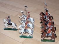Sammlung Lot 8 Zinnfiguren bemalt Preußen Husaren Reite Kavallerie um 1900