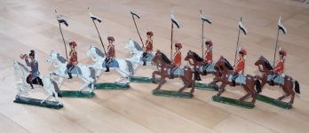 Sammlung Lot 8 Zinnfiguren bemalt Preußen Husaren Reite Kavallerie um 1900