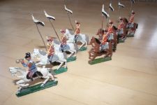 Sammlung Lot 8 Zinnfiguren bemalt Preußen Husaren Reite Kavallerie um 1900