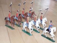 Sammlung Lot 8 Zinnfiguren bemalt Preußen Husaren Reite Kavallerie um 1900