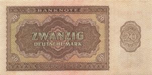 DDR 20 Mark 1948 UdSSR-Druck Ro: 344 b (zwei Serienbuchstabe vor KN) 6-stellig