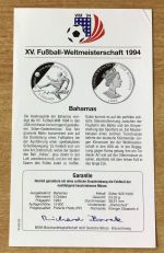 Bahamas 5 Dollars 1993 Drehschuss Fußball PP Silbermünze Zertifikat