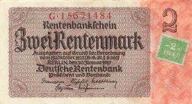2 Rentenmark 30.1.1937 Kupon SBZ-2 Sowj. Besatzungszone DDR Kuponausgabe 1948