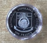Kongo 500 Francs 1992 Torwart Freiheit-Statue Fußball PP Silbermünze Zertifikat
