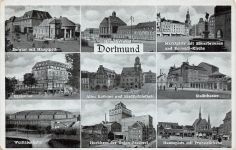 AK Dortmund Grafenhof Hauptpost Kirche Theater 1943 NRW gelaufen Panorama