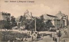 Sofia Markthalle (i. Hintergrunde d. Synagoge) Feldpostkarte AK 1918