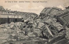 Soldaten am Gesprengten Wasserturm, Bahnhof Wirballen Virbalis Litauen AK 1917