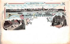 Gruss aus Lemwerder Blick auf Vegesack Gasthaus z. Traube Bremen Litho AK