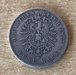 5 Mark Ludwig III Herzog von Hessen 1875 H Silber Münze