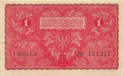 Banknote 1 Marka 1 Serja LZ Polska/Polen 23.9.1919