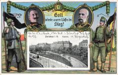 Kaserne in Zwickau Portrait Wilhelm II u. Franz Joseph Sachsen Postkarte AK 1916