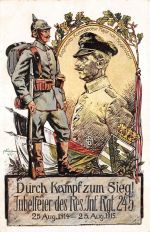 Regimentskarte Jubelfeier des Res. Inf. Rgt. 245 Major von Heygendorff Leipzig