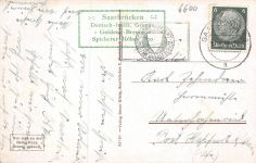Saarbrücken Zollamt "Goldene Bremm" Am Schlagbaum Postkarte AK 1939