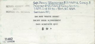 POW Kriegsgefangenschaft Brief Post USA 2wk Camp Gordon WH Prisoner War