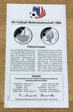 Fidschi - Insel 10 Dollars 1993 Fallrückzieher Fußball PP Silbermünze Zertifikat