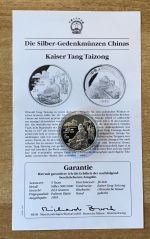 China 5 Yuan 1995 Kaiser Tang Taizong Silber PP mit Zertifikat