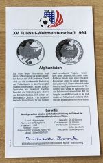 Afghanistan 500 Afghanis 1992 US LandkarteFußball PP Silbermünze Mit Zertifikat