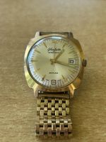 Herren Armbanduhr Glashütte Spezimatic mit Datumsanzeige Goldplaque 26 Rubis