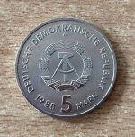 DDR 5 Mark 1988 Ferneisenbahn Saxonia Eisenbahn Zug Gedenkmünze