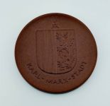 DDR Porzellan Medaille Karl-Marx-Stadt 1983 "NISCHEL" Sachsen Sozialismus