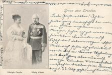 Gruss aus Dresden mit Portrait König Albert und Königin Carola Postkarte AK 1901