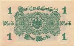 1 Mark Darlehnskassenschein 12.8.1914 DEU-57b Siegel rot Kassenfrisch/UNC