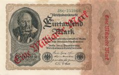 Reichsbanknote 1 Milliarde Mark Überdruck auf 1000 Mark vom 15.12.1922 DEU-126