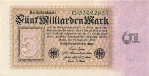 Reichsbanknote 5 Milliarden Mark 10.9.1923 Ro.112a/ DEU-132a