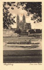 AK Magdeburg Dom von Osten Passagierschiff Sachsen-Anhalt 1939 Postkarte