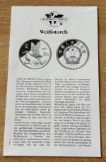 10 Yuan 1992 China Weißstorch Silber PP Zertifikat Tierwelt