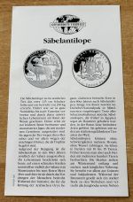 Somalia 10.000 Shilling 1998 Antilope Silber PP Zertifikat Tierwelt