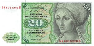 20 Deutsche Mark 2.1.1980 BRD-31a Kassenfrisch/UNC
