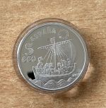 5 ECU 1996 Kastalianische Kogge Spanien PP Silber mit Zertifikat