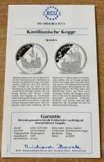 5 ECU 1996 Kastalianische Kogge Spanien PP Silber mit Zertifikat