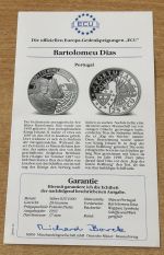 25 ECU 1993 Portugal Bartolomeo Dias PP Silber mit Zertifikat