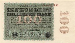 Reichsbanknote 100 Millionen Mark 22.8.1923 DEU-120c Kassenfrisch / UNC