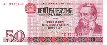DDR Banknote 50 Mark 1971 Friedrich Engels Ro: 360a KASSENFRISCH/UNC