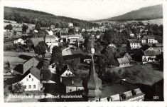 AK Niedergrund Dolní Podluží Stadtansicht Kirche Sudeten gelaufen Postkarte