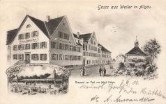 AK Weiler Allgäu Gasthof Gartenanlage Bayern 1905 gelaufen Postkarte